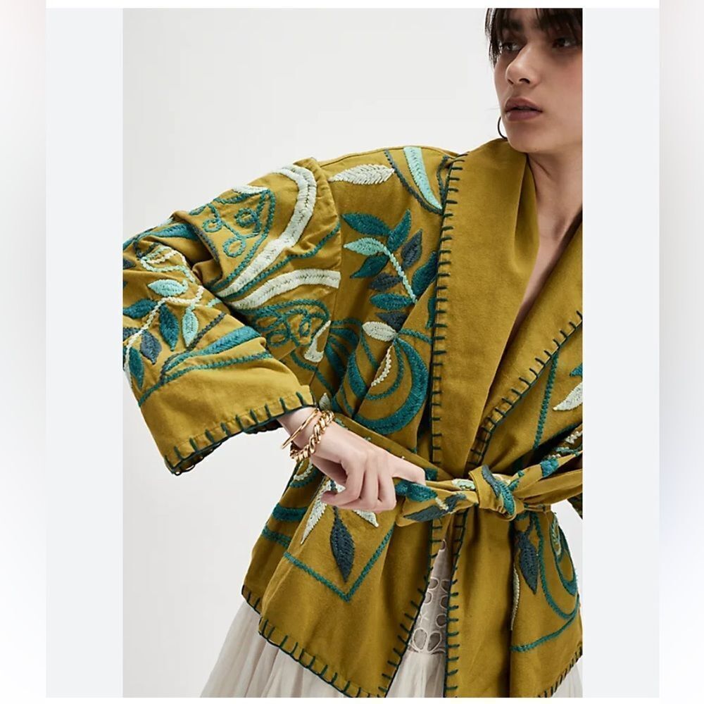 Free People Nori Embroidered Stitched Jacket size XS